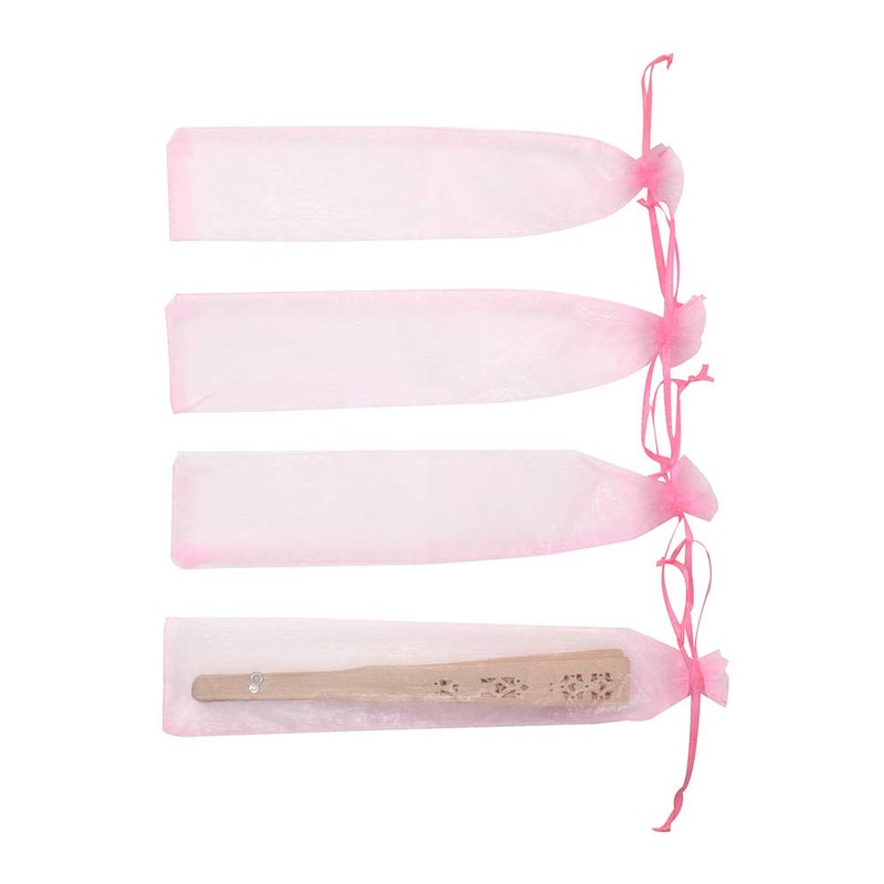 Bezall 50Pcs Organza Fan Bags, Pink Mesh Hand Fan Drawstring Pouch Folding Fan Gift Bags for Wedding Party Baby shower Favor 2 x 10 Inches - Image 4
